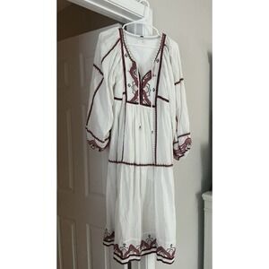 FREE PEOPLE Sweet Escape Midi Dress XS Ivory Boho Embroidered